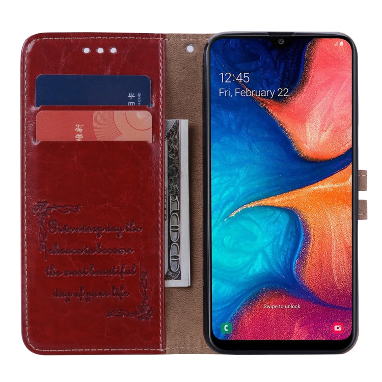 Business Style Oil Wax Texture Horizontal Flip Leather Case for Galaxy A20e, with Holder & Card Slots & Wallet