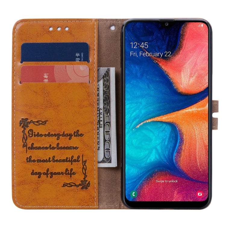 Business Style Oil Wax Texture Horizontal Flip Leather Case for Galaxy A20e, with Holder & Card Slots & Wallet