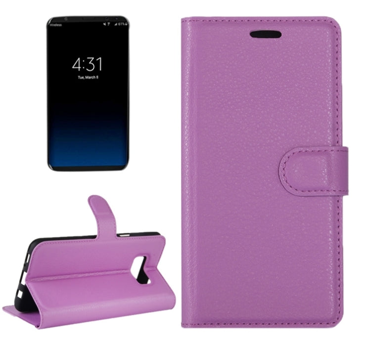 For Galaxy S8 Litchi Texture Horizontal Flip Leather Case with Magnetic Buckle & Holder & Card Slots & Wallet