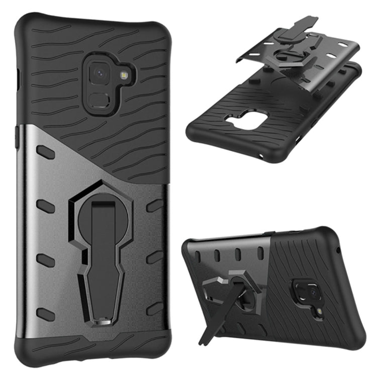 For Galaxy A8+ (2018) PC + TPU Dropproof Sniper Hybrid Protective Back Case with 360 Degree Rotation Holder