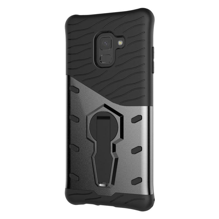 For Galaxy A8+ (2018) PC + TPU Dropproof Sniper Hybrid Protective Back Case with 360 Degree Rotation Holder