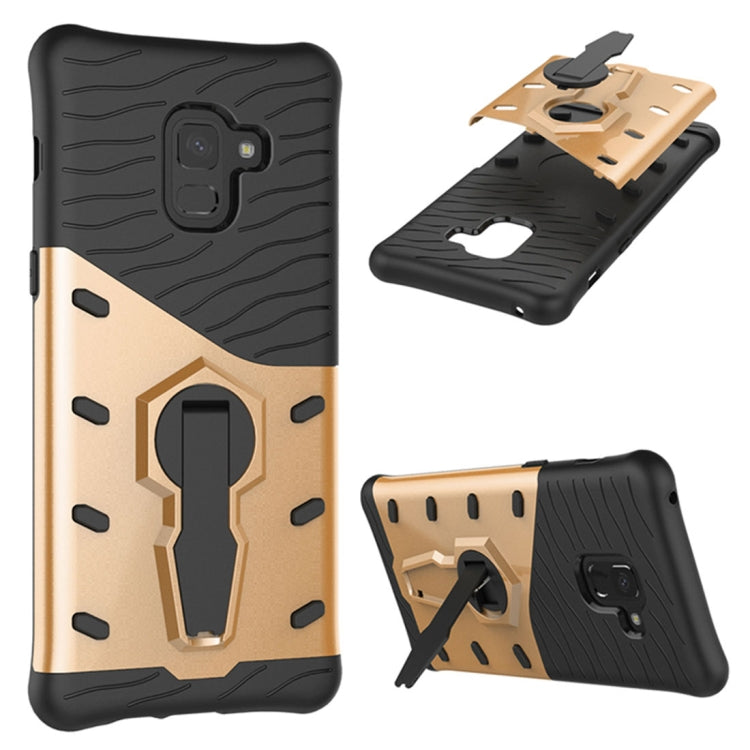 For Galaxy A8+ (2018) PC + TPU Dropproof Sniper Hybrid Protective Back Case with 360 Degree Rotation Holder