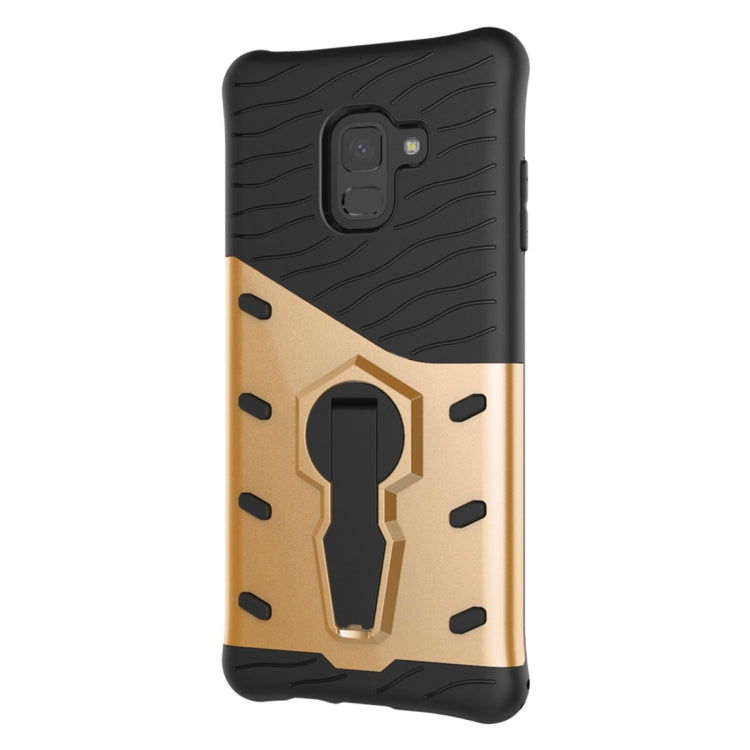 For Galaxy A8+ (2018) PC + TPU Dropproof Sniper Hybrid Protective Back Case with 360 Degree Rotation Holder
