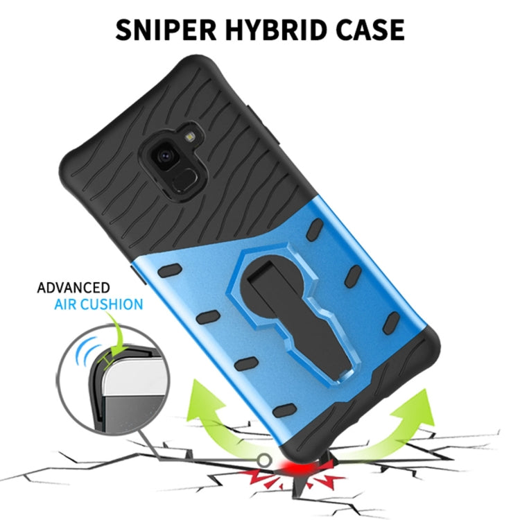 For Galaxy A8+ (2018) PC + TPU Dropproof Sniper Hybrid Protective Back Case with 360 Degree Rotation Holder