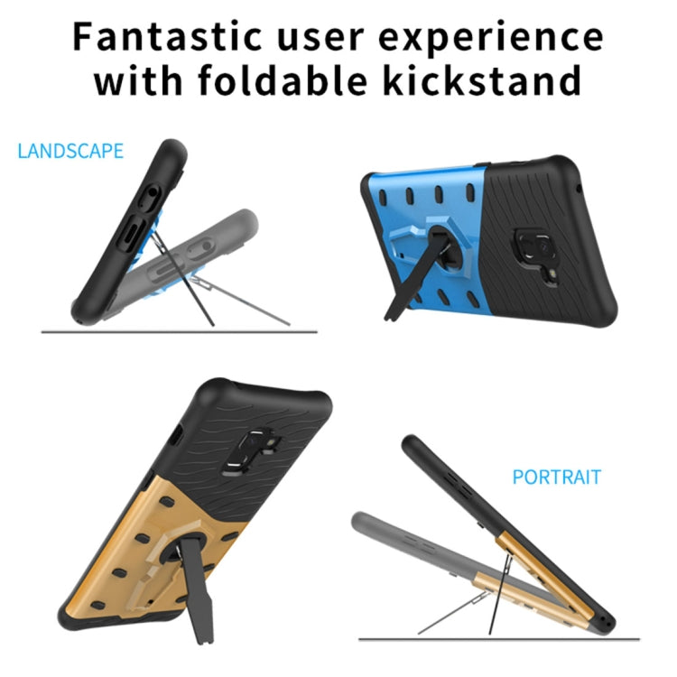 For Galaxy A8+ (2018) PC + TPU Dropproof Sniper Hybrid Protective Back Case with 360 Degree Rotation Holder