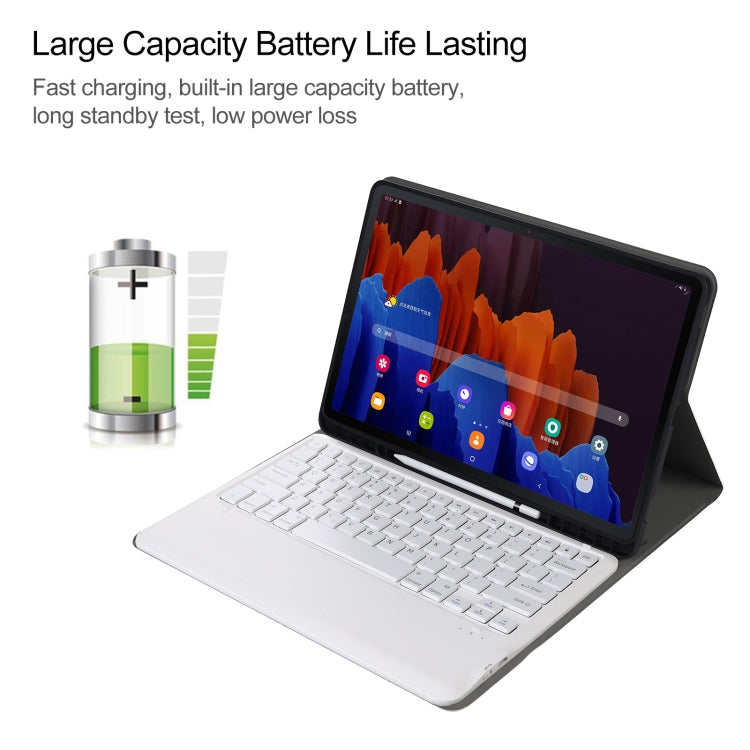A970B Detachable Bluetooth Keyboard Ultrathin Horizontal Flip Leather Tablet Case with Pen Slot for Samsung Galaxy Tab S7 FE T730 / T736 / S7+ T970 / T975 / T976