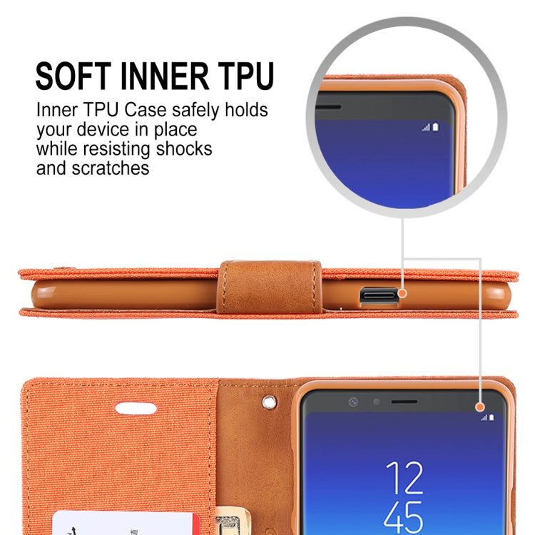 GOOSPERY FANCY DIARY Denim Texture Horizontal Flip Leather Case for Galaxy A8 (2018), with Holder & Card Slots & Wallet