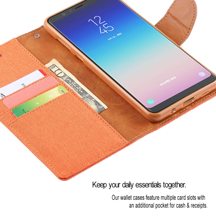 GOOSPERY FANCY DIARY Denim Texture Horizontal Flip Leather Case for Galaxy A8 (2018), with Holder & Card Slots & Wallet