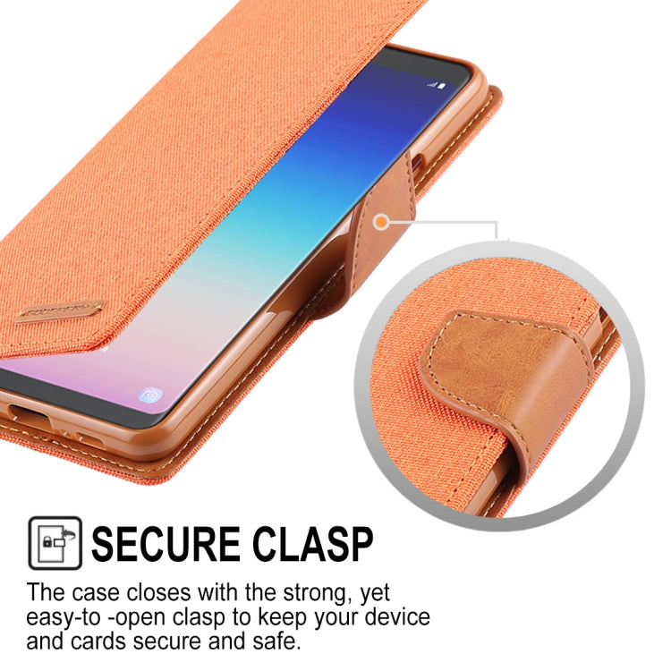 GOOSPERY FANCY DIARY Denim Texture Horizontal Flip Leather Case for Galaxy A8 (2018), with Holder & Card Slots & Wallet