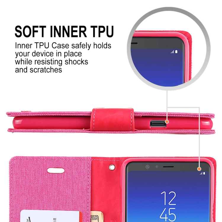 GOOSPERY FANCY DIARY Denim Texture Horizontal Flip Leather Case for Galaxy A8 (2018), with Holder & Card Slots & Wallet