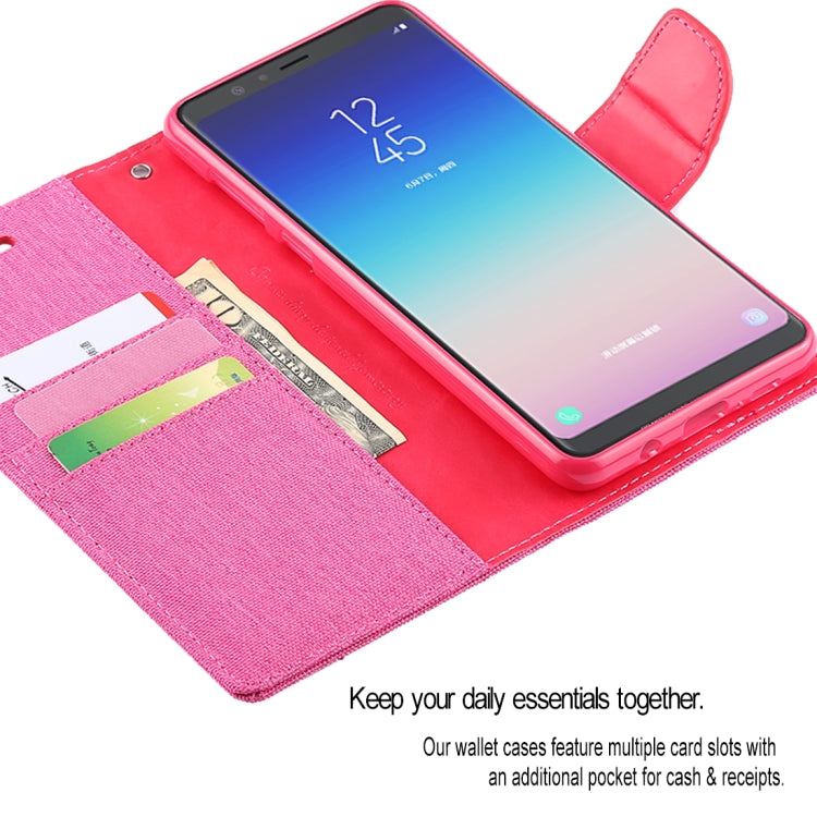 GOOSPERY FANCY DIARY Denim Texture Horizontal Flip Leather Case for Galaxy A8 (2018), with Holder & Card Slots & Wallet