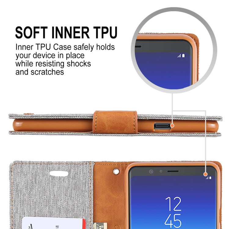 GOOSPERY FANCY DIARY Denim Texture Horizontal Flip Leather Case for Galaxy A8 (2018), with Holder & Card Slots & Wallet