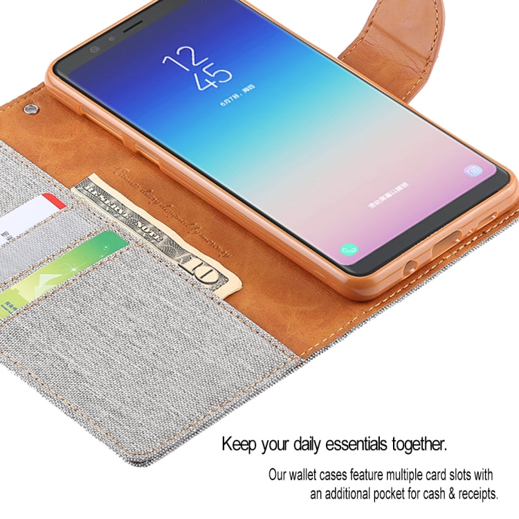 GOOSPERY FANCY DIARY Denim Texture Horizontal Flip Leather Case for Galaxy A8 (2018), with Holder & Card Slots & Wallet