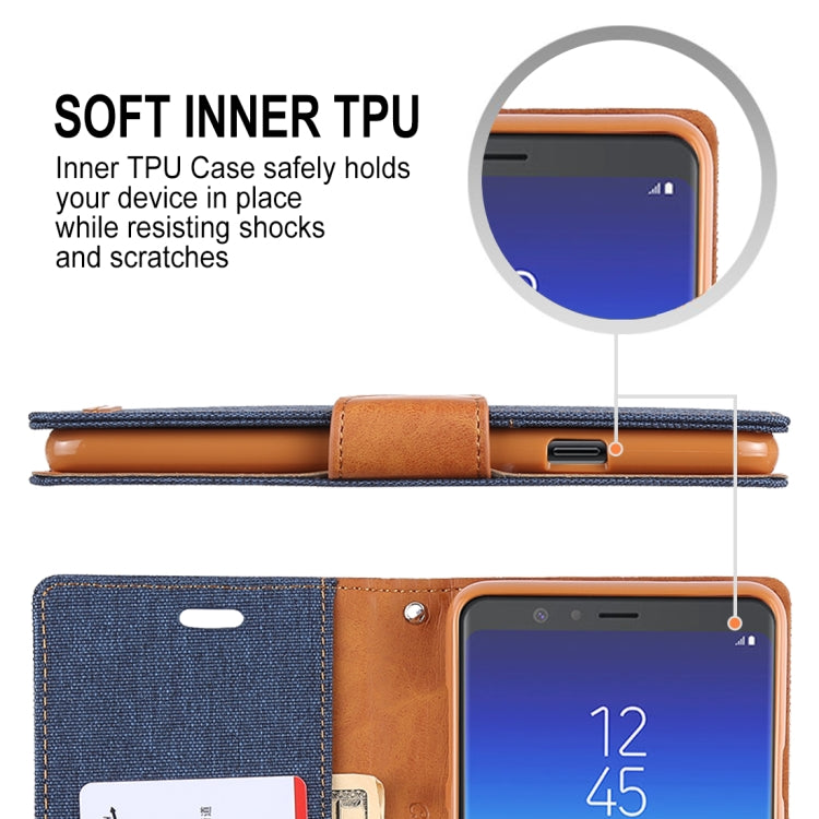 GOOSPERY FANCY DIARY Denim Texture Horizontal Flip Leather Case for Galaxy A8 (2018), with Holder & Card Slots & Wallet