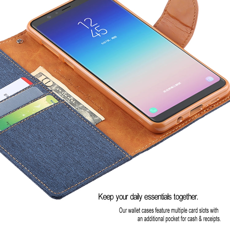 GOOSPERY FANCY DIARY Denim Texture Horizontal Flip Leather Case for Galaxy A8 (2018), with Holder & Card Slots & Wallet