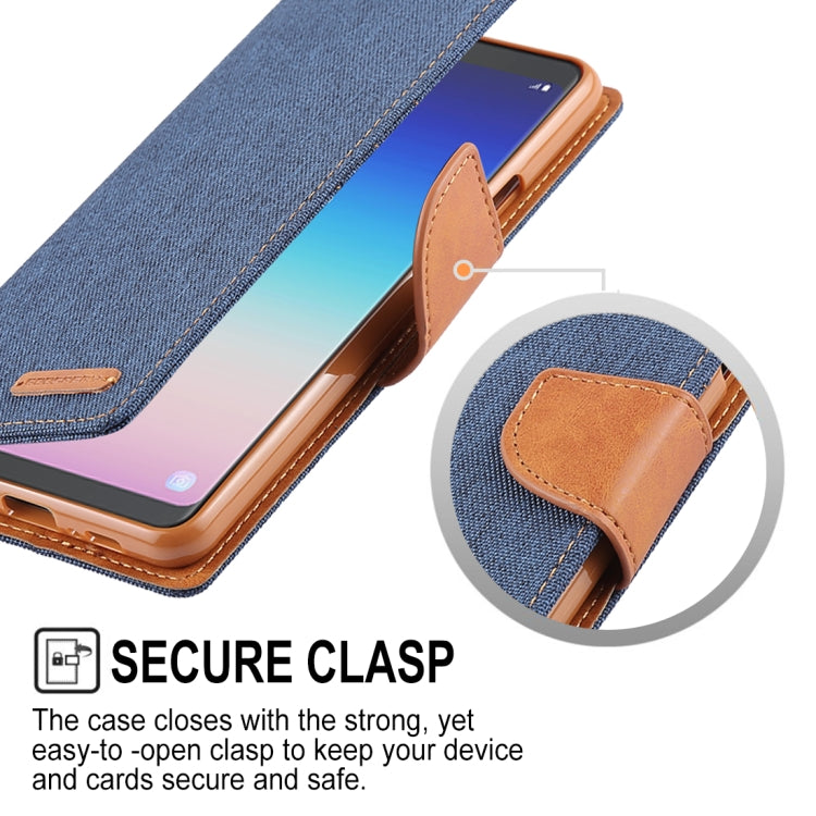 GOOSPERY FANCY DIARY Denim Texture Horizontal Flip Leather Case for Galaxy A8 (2018), with Holder & Card Slots & Wallet