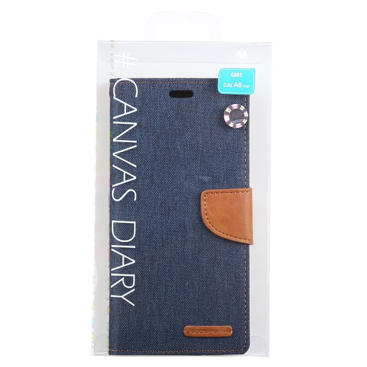GOOSPERY FANCY DIARY Denim Texture Horizontal Flip Leather Case for Galaxy A8 (2018), with Holder & Card Slots & Wallet