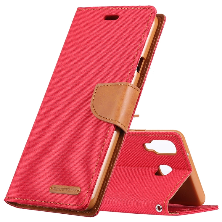 GOOSPERY FANCY DIARY Denim Texture Horizontal Flip Leather Case for Galaxy A8 (2018), with Holder & Card Slots & Wallet