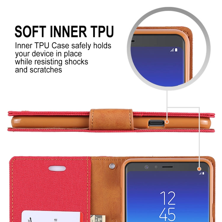 GOOSPERY FANCY DIARY Denim Texture Horizontal Flip Leather Case for Galaxy A8 (2018), with Holder & Card Slots & Wallet