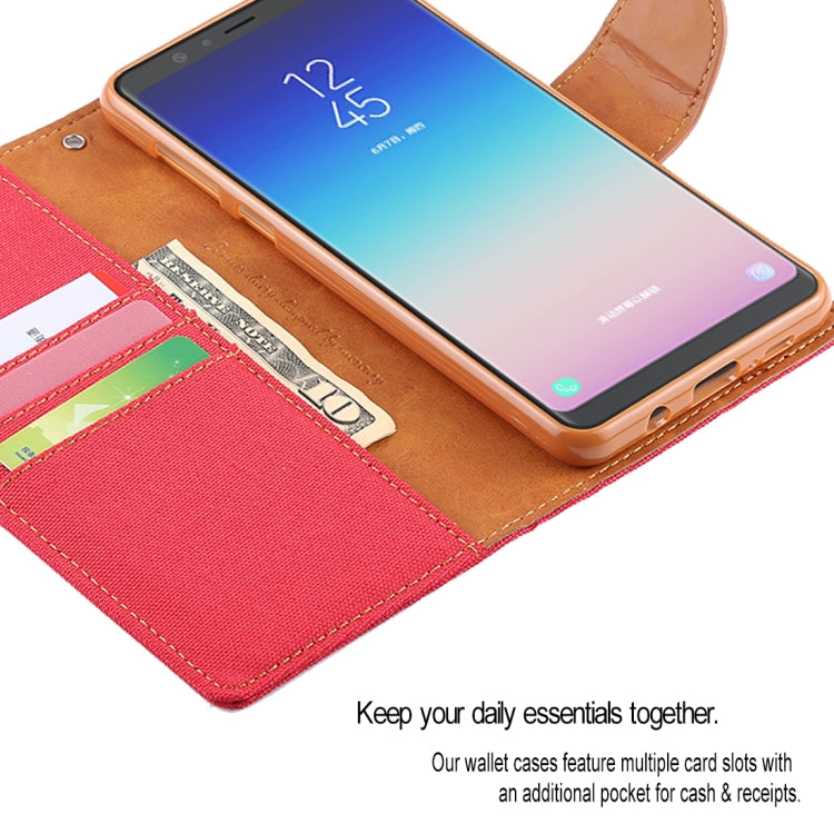GOOSPERY FANCY DIARY Denim Texture Horizontal Flip Leather Case for Galaxy A8 (2018), with Holder & Card Slots & Wallet
