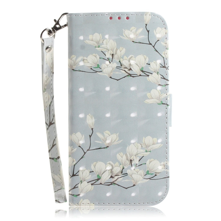 Magnolia Pattern 3D Coloured Drawing Horizontal Flip Leather Case for Galaxy A40, with Holder & Card Slots & Wallet