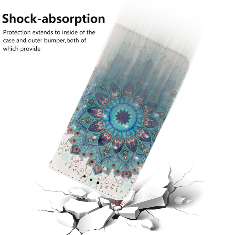 Peacock Wreath Pattern 3D Coloured Drawing Horizontal Flip Leather Case for Galaxy A70, with Holder & Card Slots & Wallet
