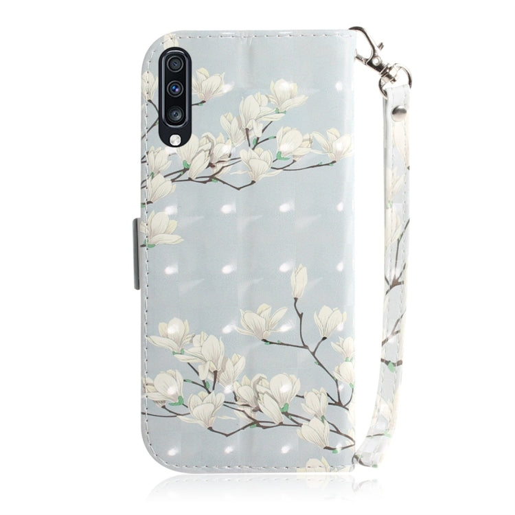 Magnolia Pattern 3D Coloured Drawing Horizontal Flip Leather Case for Galaxy A70, with Holder & Card Slots & Wallet