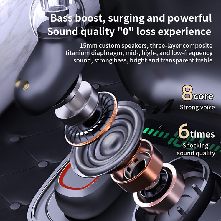 C1 Bluetooth 5.0 TWS Square Touch Digital Display True Wireless Bluetooth Earphone with Charging Box