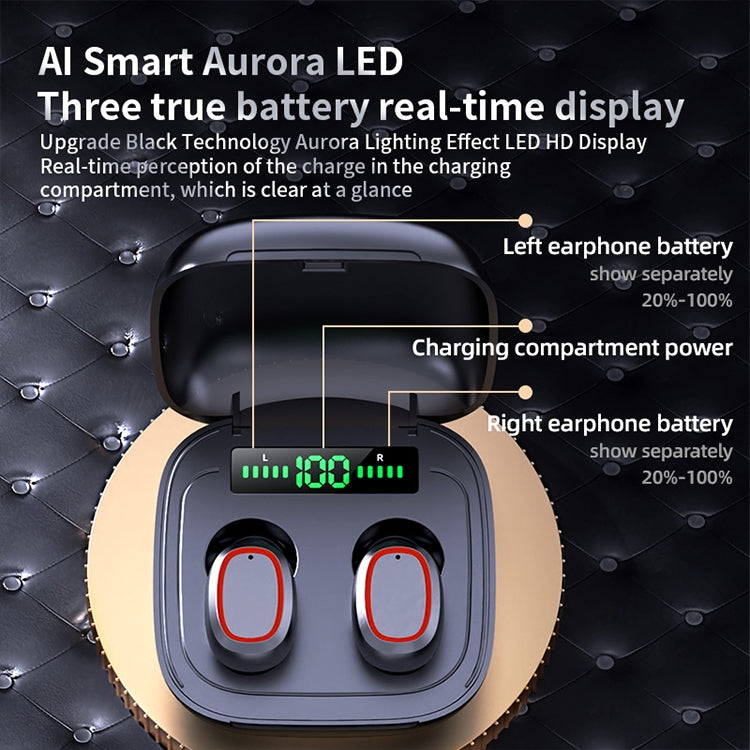 C1 Bluetooth 5.0 TWS Square Touch Digital Display True Wireless Bluetooth Earphone with Charging Box