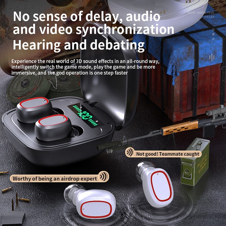 C1 Bluetooth 5.0 TWS Square Touch Digital Display True Wireless Bluetooth Earphone with Charging Box