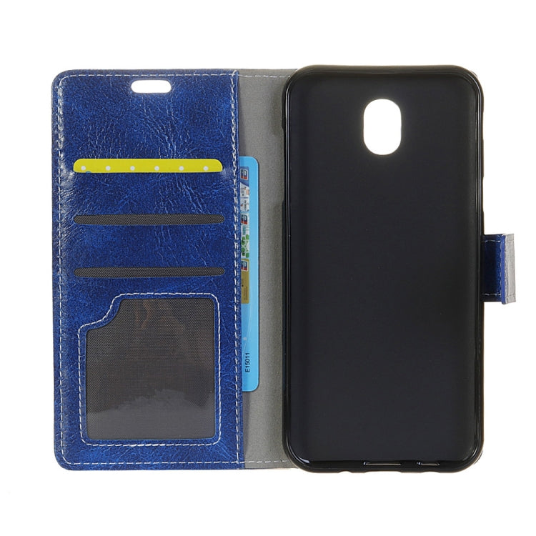 Retro Crazy Horse Texture Horizontal Flip Leather Case for Galaxy J7 (2018), with Holder & Card Slots & Photo Frame