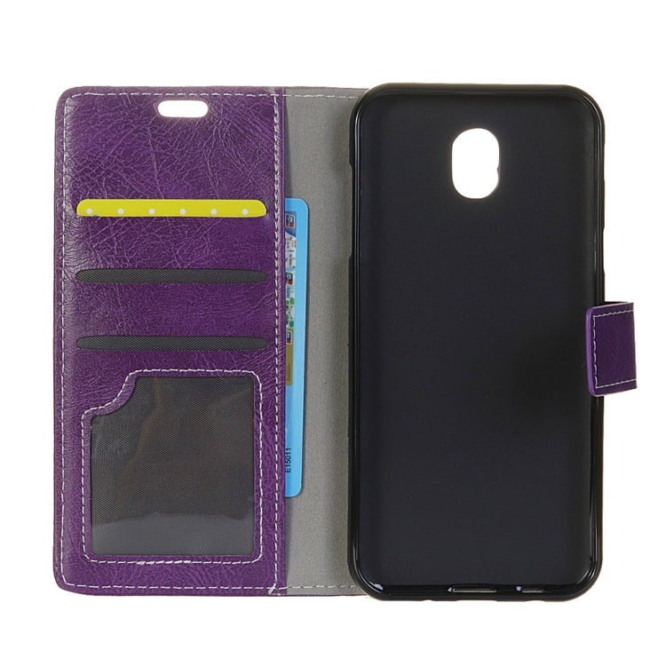 Retro Crazy Horse Texture Horizontal Flip Leather Case for Galaxy J7 (2018), with Holder & Card Slots & Photo Frame