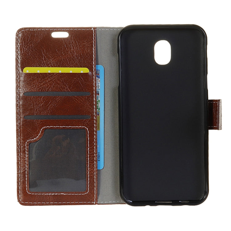 Retro Crazy Horse Texture Horizontal Flip Leather Case for Galaxy J7 (2018), with Holder & Card Slots & Photo Frame
