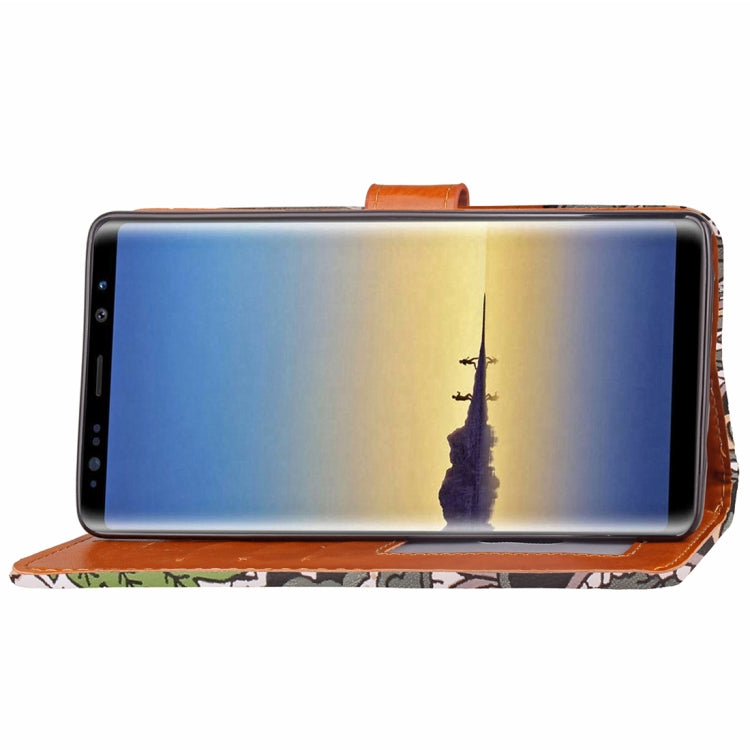 For Galaxy Note 8 Painting Abstract Flowers Pattern PU + TPU Horizontal Flip Leather Case with Holder & Card Slots & Wallet & Photo Frame & Lanyard
