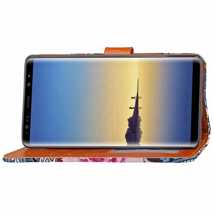 For Galaxy Note 8 Painting Abstract Flowers Pattern PU + TPU Horizontal Flip Leather Case with Holder & Card Slots & Wallet & Photo Frame & Lanyard