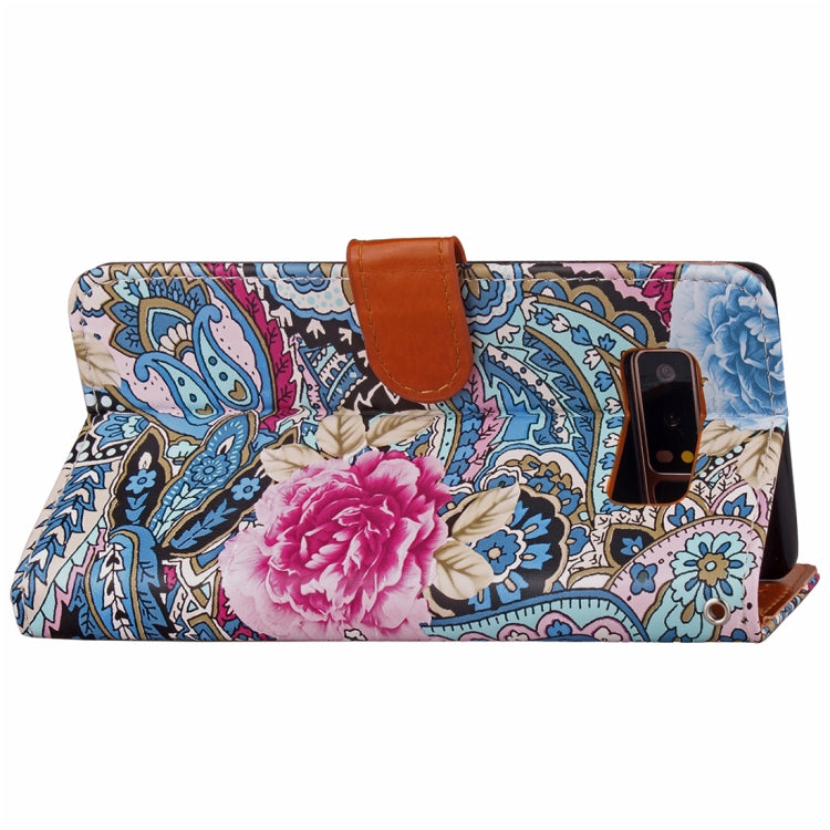 For Galaxy Note 8 Painting Abstract Flowers Pattern PU + TPU Horizontal Flip Leather Case with Holder & Card Slots & Wallet & Photo Frame & Lanyard