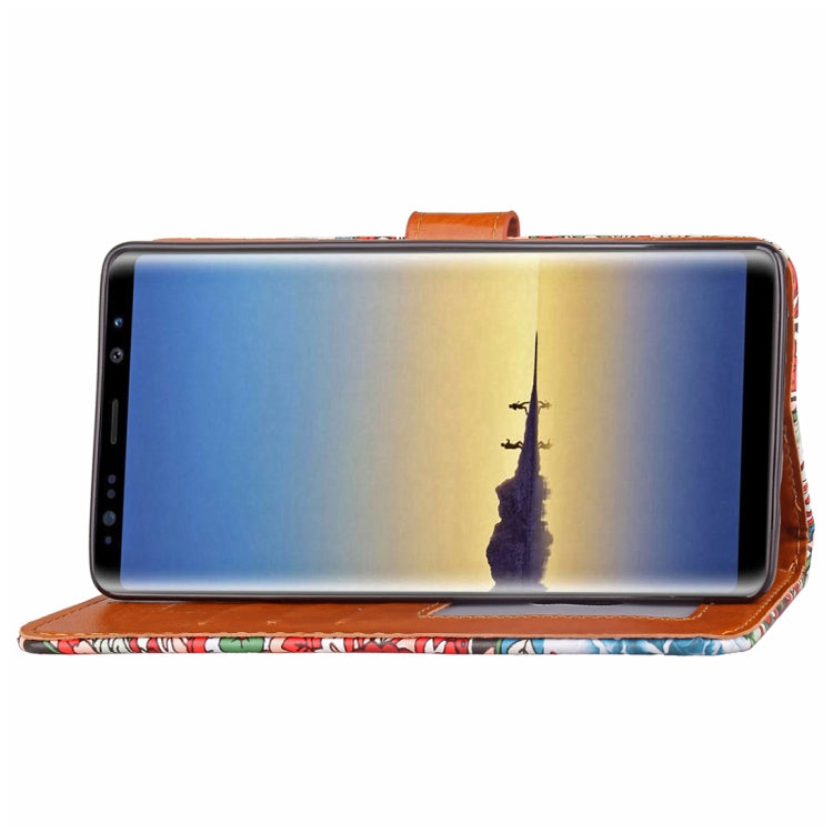 For Galaxy Note 8 Painting Abstract Flowers Pattern PU + TPU Horizontal Flip Leather Case with Holder & Card Slots & Wallet & Photo Frame & Lanyard