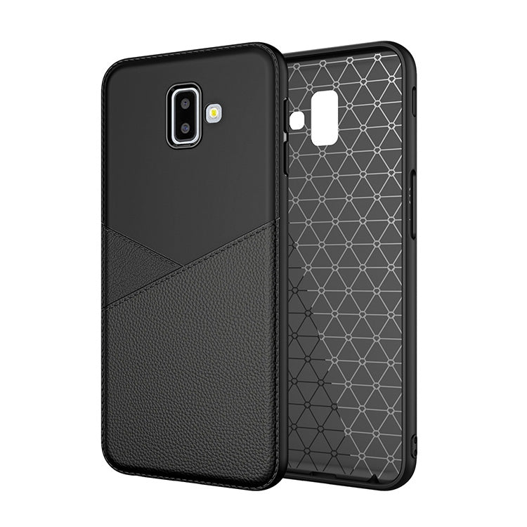 Ultra-thin Shockproof Soft TPU + Leather Case for Galaxy J6+ (Blue)