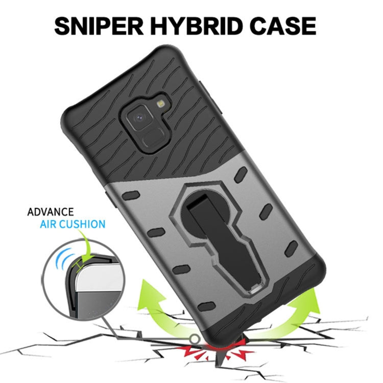 For Galaxy A8 (2018) PC + TPU Dropproof Sniper Hybrid Protective Back Case with 360 Degree Rotation Holder