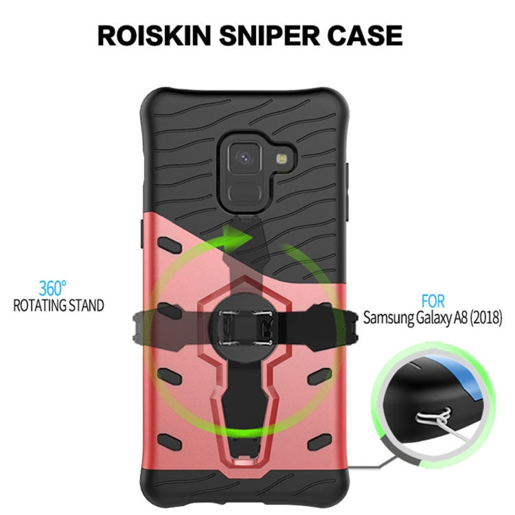 For Galaxy A8 (2018) PC + TPU Dropproof Sniper Hybrid Protective Back Case with 360 Degree Rotation Holder
