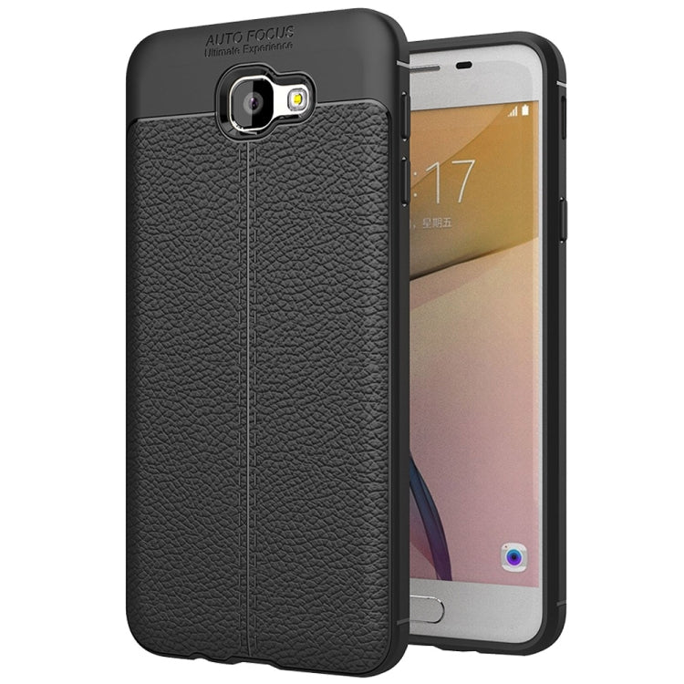 For Galaxy J7 Prime Litchi Texture TPU Protective Back Cover Case
