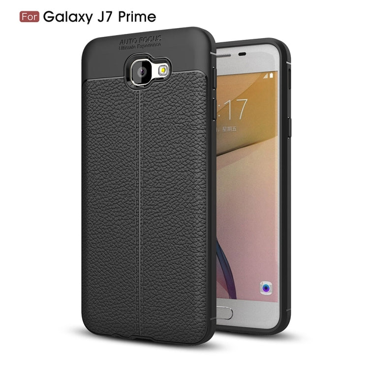 For Galaxy J7 Prime Litchi Texture TPU Protective Back Cover Case