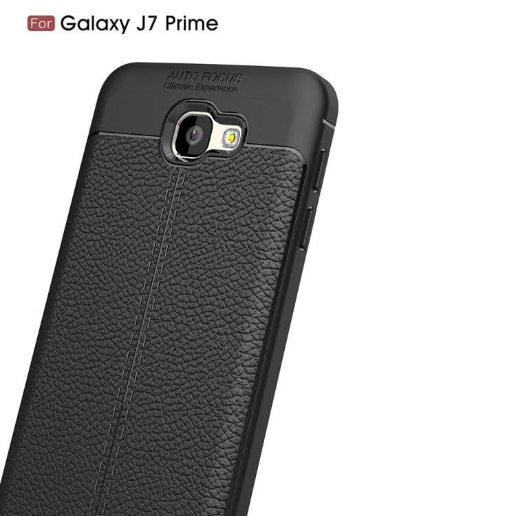 For Galaxy J7 Prime Litchi Texture TPU Protective Back Cover Case