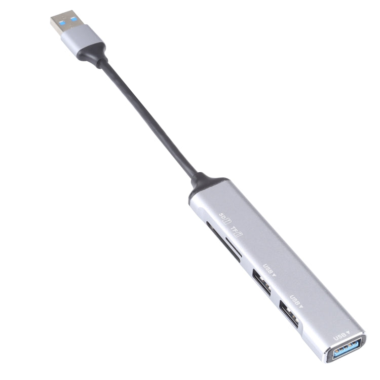 5 in 1 USB 3.0 to SD / TF Card Slot + 3 USB 3.0 Ports Multifunctional Docking Station HUB (Silver)