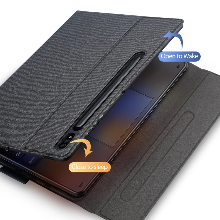 For Samsung Galaxy Tab S7+ DUX DUCIS Detachable Bluetooth Keyboard Ultrathin Horizontal Flip Leather Tablet Case with Touchpad & Smart Sleep Function & Holder (Black)