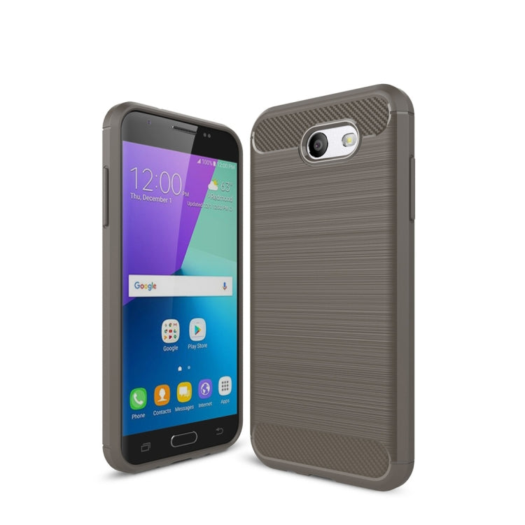 For Galaxy J3 (2017) / J3 Prime / Emerge (US Version) Brushed Texture Carbon Fiber Shockproof TPU Rugged Armor Protective Case