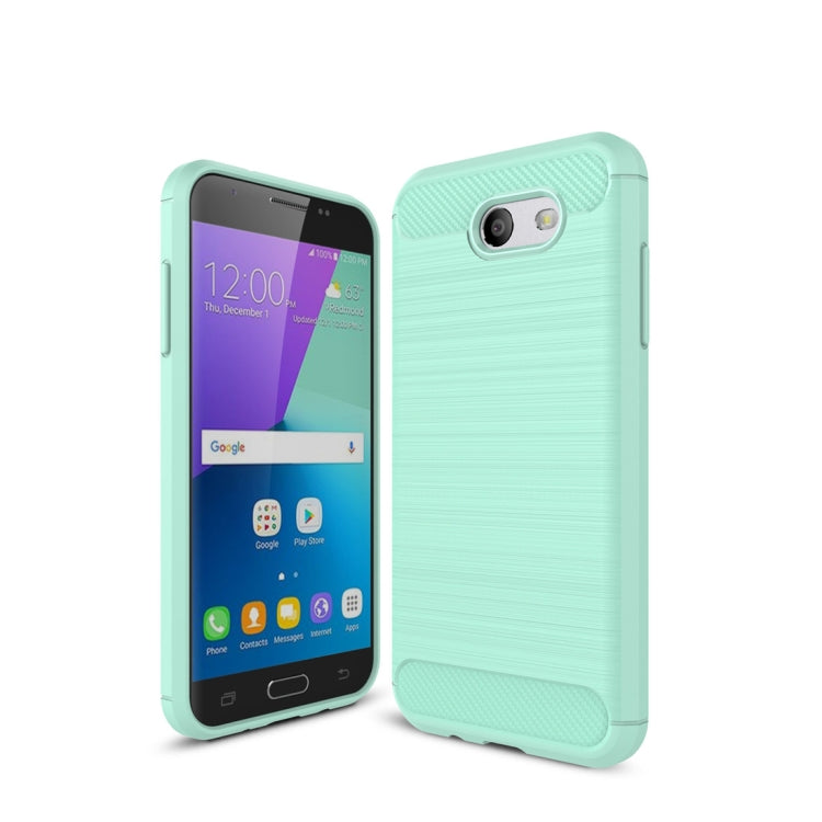For Galaxy J3 (2017) / J3 Prime / Emerge (US Version) Brushed Texture Carbon Fiber Shockproof TPU Rugged Armor Protective Case