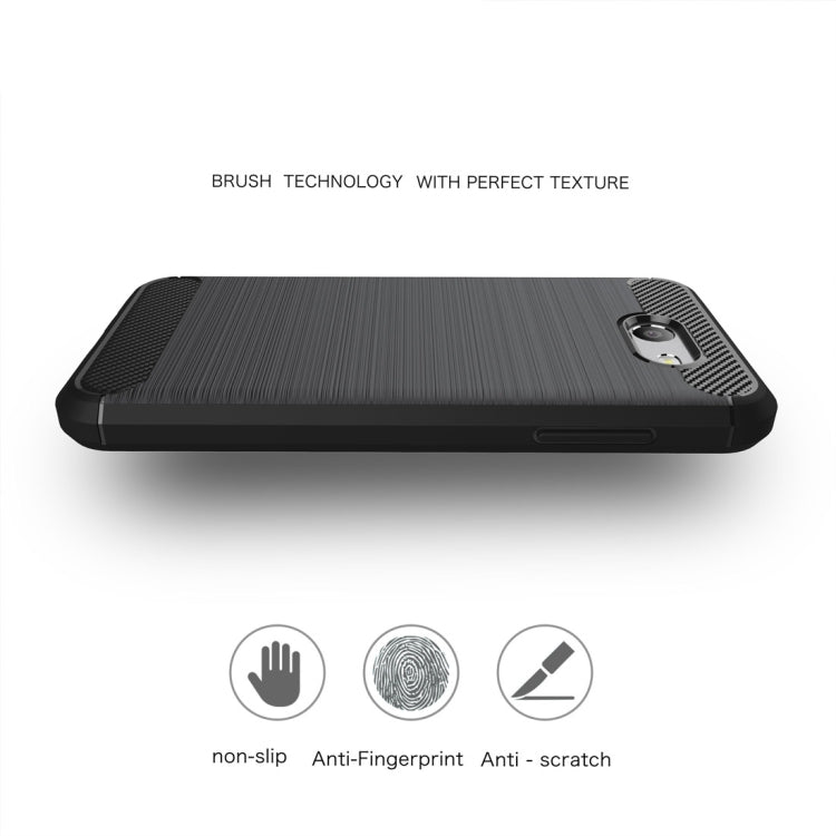 For Galaxy J3 (2017) / J3 Prime / Emerge (US Version) Brushed Texture Carbon Fiber Shockproof TPU Rugged Armor Protective Case
