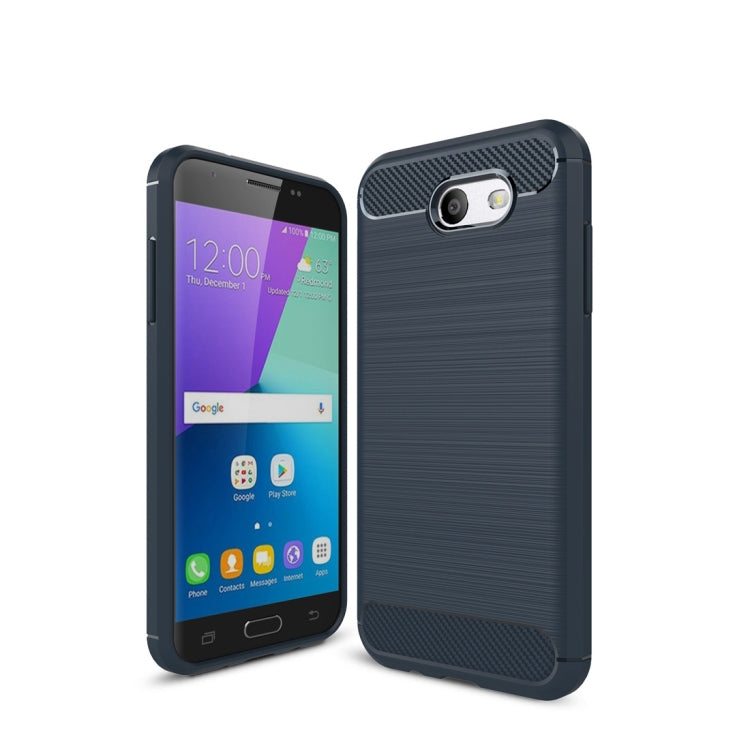 For Galaxy J3 (2017) / J3 Prime / Emerge (US Version) Brushed Texture Carbon Fiber Shockproof TPU Rugged Armor Protective Case