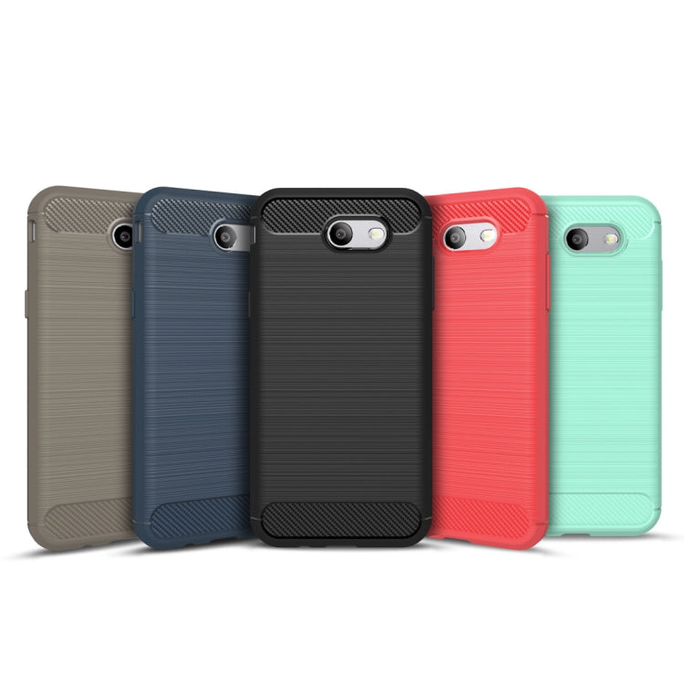 For Galaxy J3 (2017) / J3 Prime / Emerge (US Version) Brushed Texture Carbon Fiber Shockproof TPU Rugged Armor Protective Case